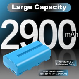 anegine NP-F550 Battery 2900mAh and 2 in 1 USB-C Charging Cable for Sony NP-F970 F750 F550 F330 F530 F570 F770 F960 CCD-SC55 TR516 TR716 TR818 TR910 TR917 for Led Video Light, Monitor 2-Pack (Blue)