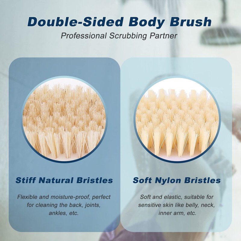 KIPRITII Ergonomically Back Scrubber for Shower - Double-Sided Back Brush