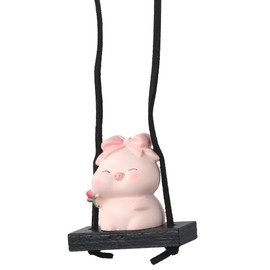 BYOBYO 2PCS Cute Swinging Pig Car Hanging Ornament, Swinging Piggy Car Mirror Pendant Hanging, Car Hanging Charm Decorations for Rear View Mirror Car Interior Accessories