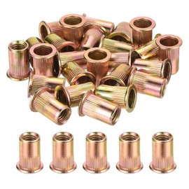 sourcing map 80Pcs Rivet Nuts Flat Head, M8-1.25 Carbon Steel Threaded Insert Nuts Knurled Body