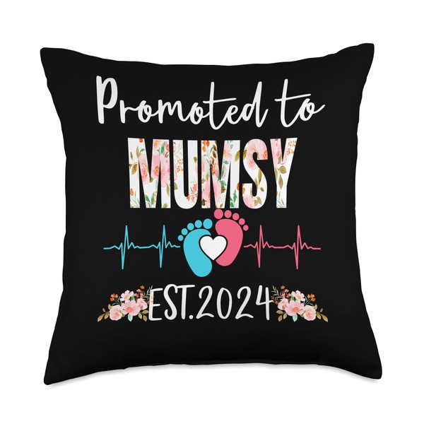 Promoted To MUMSY Est.2024 Pregnancy Announcement Matching Throw Pillow, 18x18,