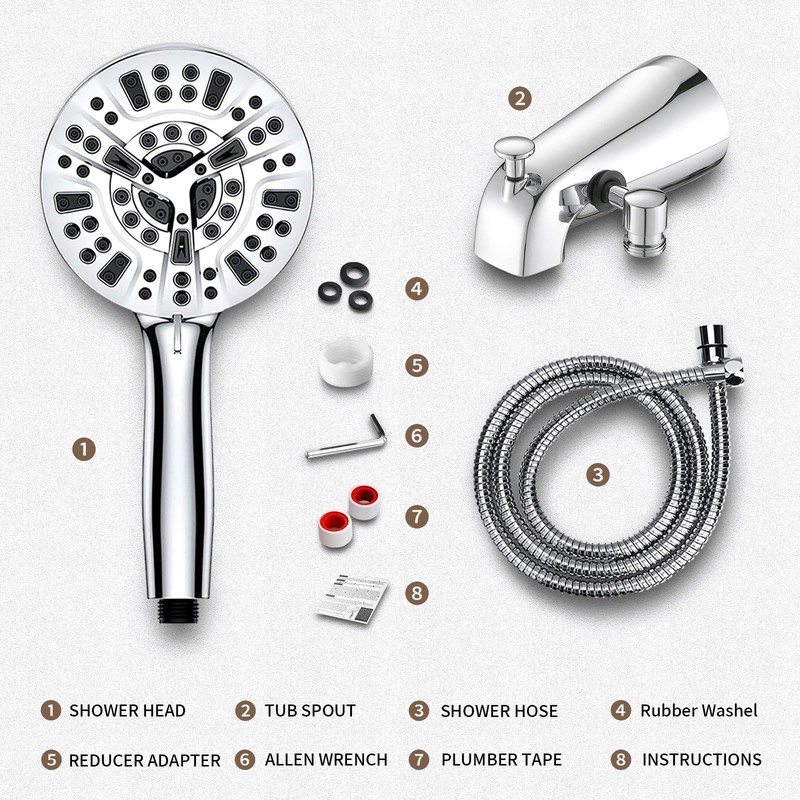 Metal Tub Spout with Diverter,10 Settings Hand Held Shower,Bathtub Faucet
