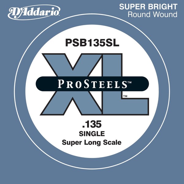 D'Addario PSB135SL ProSteels Bass Guitar Single String, Super Long Scale,