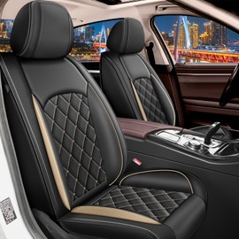 RAWAKORW Car Seat Cover Fit for Acura TSX 2009-2014 Full Set Seat Covers Waterproof Faux Leather Seat Covers Cushion Protector Black&Golden