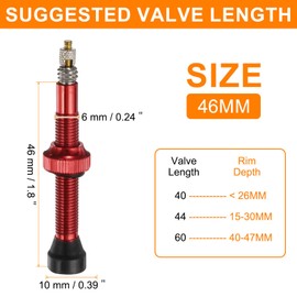 sourcing map 2pcs Tubeless Valve Stems 46mm Aluminum Alloy Tubeless Valve Super Light No Leak Durable Valve Stem Caps Multiple Color & Size Fit Most Bicycle Tubeless Rims Pair, Red
