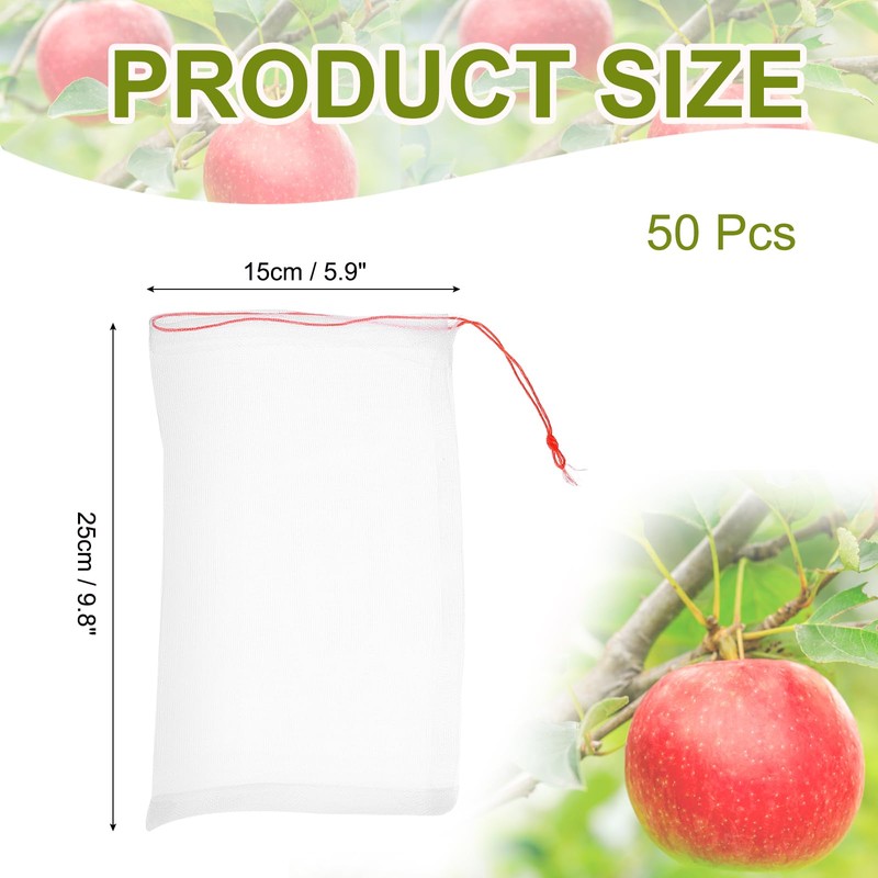 uxcell 50Pcs Mesh Net, Fruit Protection Bags 9.8x5.9 Inch 40D