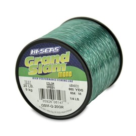Hi-Seas Grand Slam Monofilament Line, 20 lb / 9.0 kg Test, .018 in / 0.45 mm Dia, Green, 660 yd / 604 m