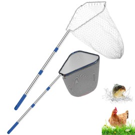 LPEIEB Critter catching net, Chicken net 2-Piece Set Small Animals (Includes 2 nets, 2 Poles) (Catching Net-2PC+Basket)