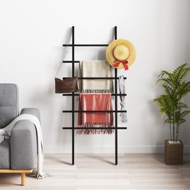 huyear Blanket Ladder, Ladder for Blankets, Blanket Ladders for The Living Room, 59 Inch Ladder Blanket Holder, 6-Tier, Wood, Easy to Assemble, Home Decor