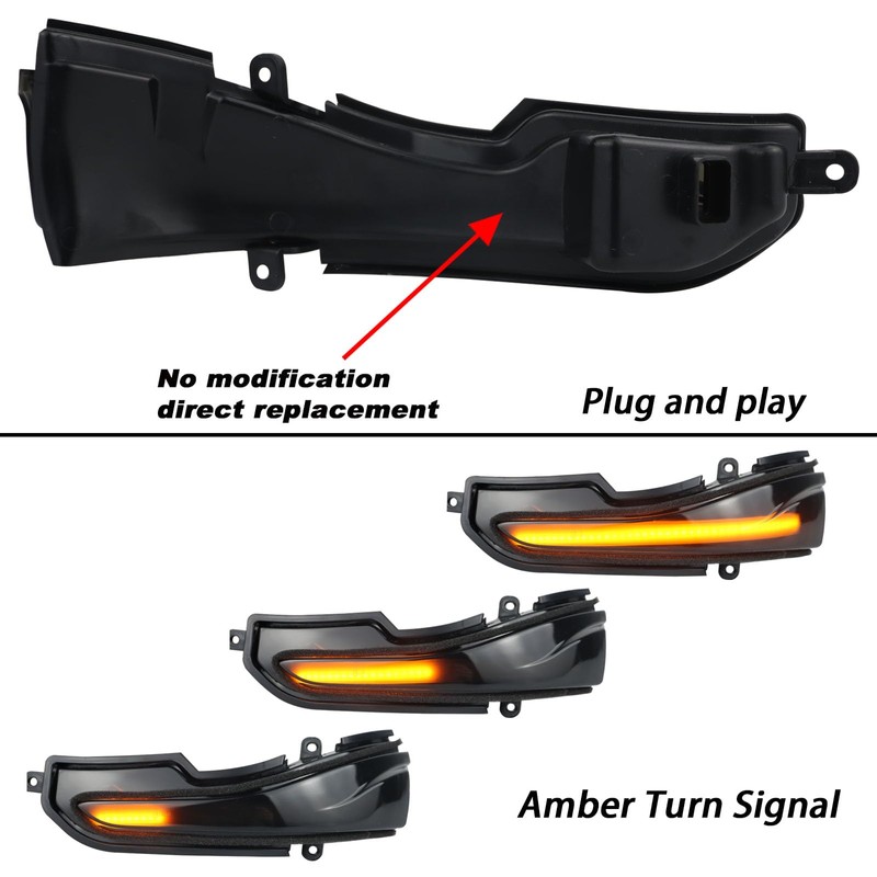 BINQIGOO 2pcs Smoked Lens Side Mirror Marker Lights LED Dynamic