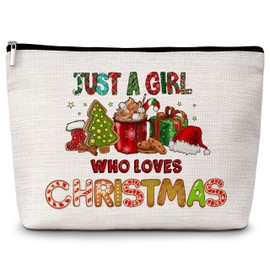Christmas Makeup Bags, Who Loves Christmas Cosmetic Bag, Xmas Tree Makeup Pouch Bag, Christmas Party Favors Supplies, Christmas Gifts for Women Friends Colleagues Besties -91