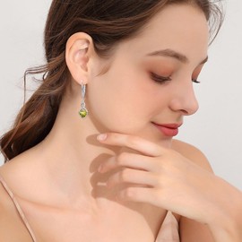 HPQQ Peridot Earrings for Women August Birthstone Earring Sterling Silver Heart Infinity Earrings Green Peridot Earring Mothers Day Birthday Jewelry Gifts for Wife Mom Her