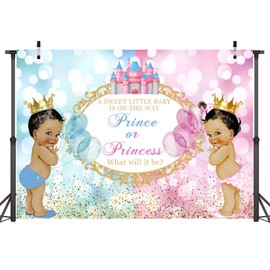 Sensfun Royal Prince or Princess Gender Reveal Backdrop Blue Pink Castle Bokeh Photography Background He or She Unisex Baby Shower Reveal Party Decorations Boy or Girl Photo Booth Banner Props 7x5ft