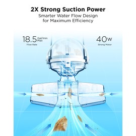 InoKraft Cordless Pool Vacuum Cleaner, Rechargeable, Handheld Pool Vacuum for Above Ground and Inground Pools, Transparent Head, 59” Extendable Pole, for Leaves, Debris, Shallow Steps, Blue