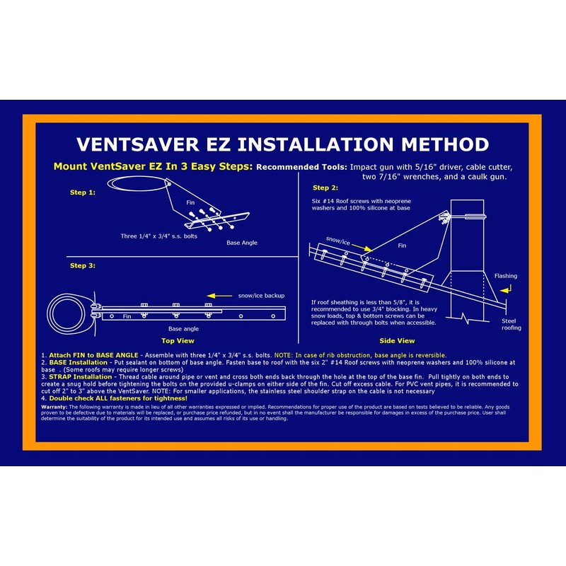 VentSaver EZ Roof Vent Snow Guard for Stack Pipes and
