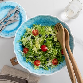 ZAROCRUS Melamine Serving Bowls, 12'' x 4'' Large Salad/Pasta/Mixing/Fruit Bowls, Set of 2 Break-resistant BPA Free Classic Melamine Bowls, Dishwasher Safe, Blue