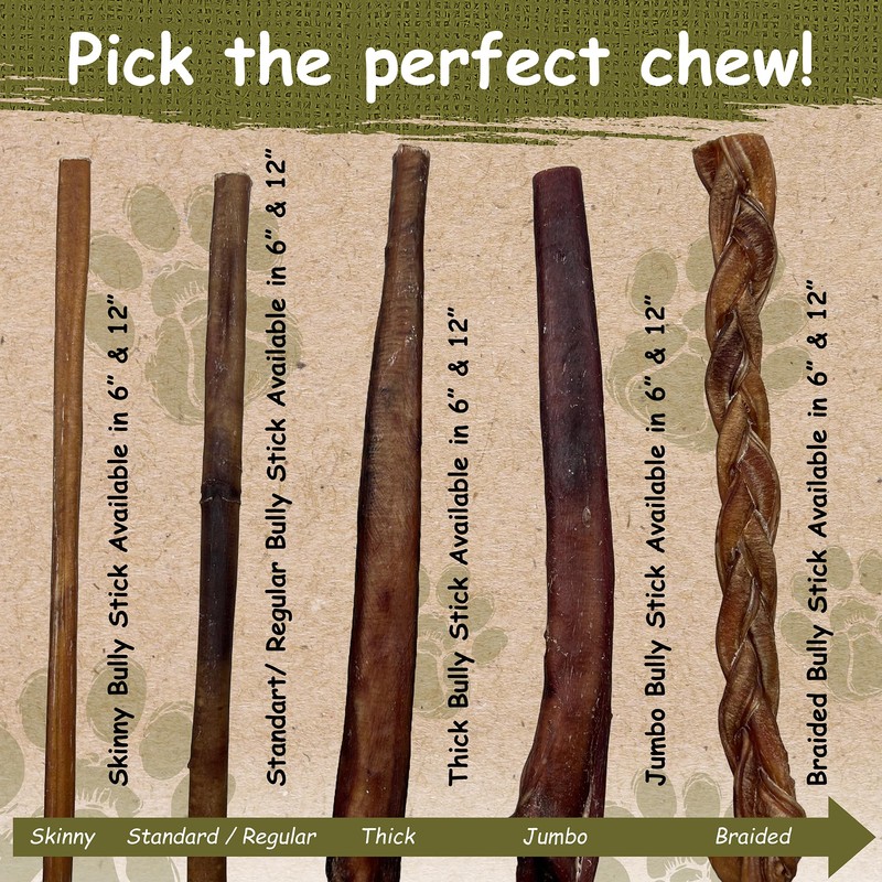 Top Dog Chews 12" Premium Bully Sticks - All Natural,