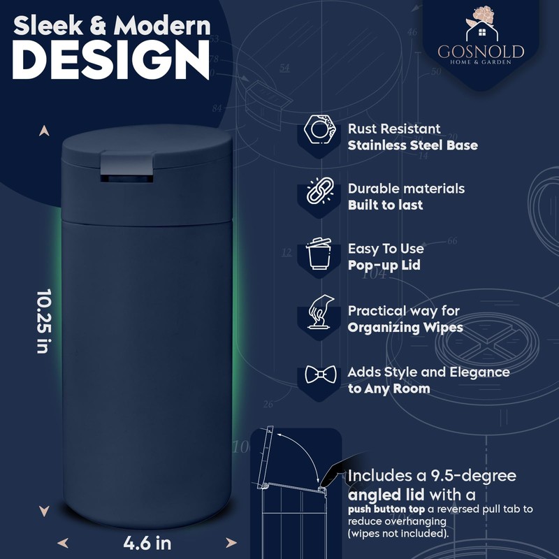 Extra Large Refillable Disinfecting Wet Wipes Dispenser (Navy Blue) |