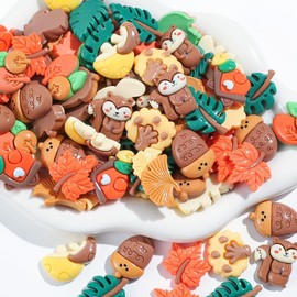 50pcs Slime Charms Resin Fake Plants Charms Kawaii Cute Set Mixed Assorted Flatback Slime Beads Making Supplies for DIY Craft Making and Ornament Scrapbooking (Brown)