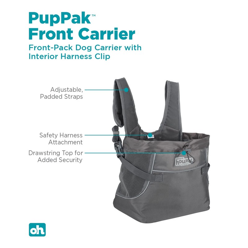 Outward Hound PupPak Dog Front Carrier, Medium, Grey – Hands-Free