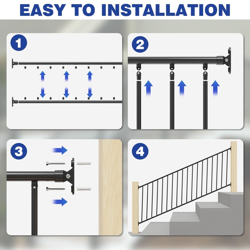 Aluminum Railing Kit, Adjustable Angle Stair Railing Kit, Universal Railing