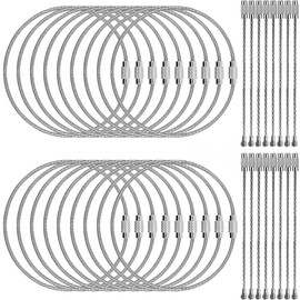 20 Pack Stainless Steel Wire Keychains Cable, 6 Inch Key Ring Loops Holder, Tag Keeper for Outdoor Hiking Heavy Duty Luggage Tags, 2mm (20PCS)