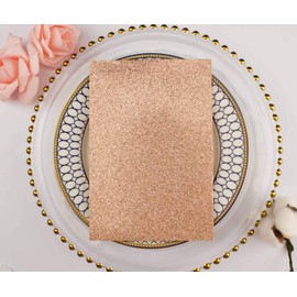 50pcs 250GSM Rose Gold Glitter Wedding Invitations Cards Laser Cut Pocket Invites Covers only, no envelope,no insert 5x7