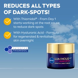 NIVEA NIVEA Luminous 630 Anti Dark-Spot Night Cream (50ml), Dark-Spot Correcting Night Face Cream, Revitalises Skin Complexion with Hyaluronic Acid