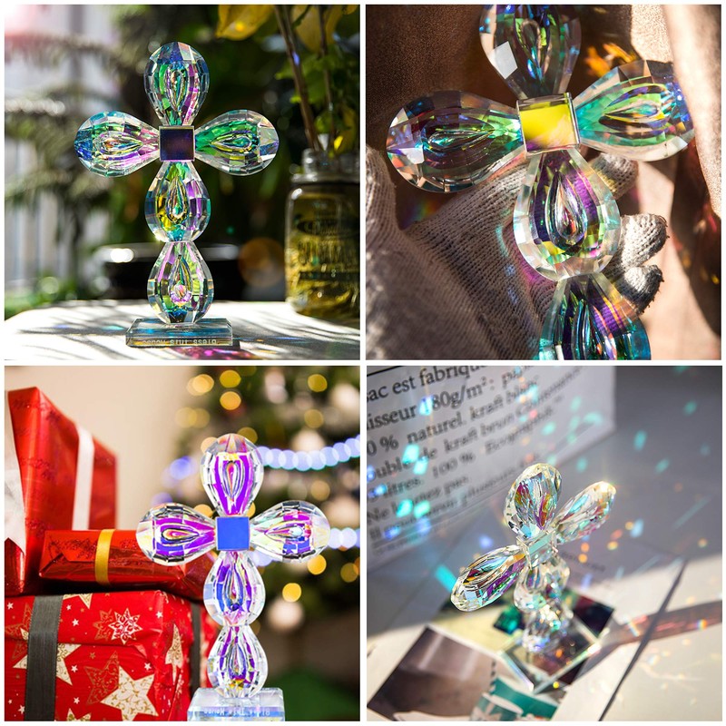 QFkris Standing Cross Crystal Crosses Figurine Tabletop Crosse for Home
