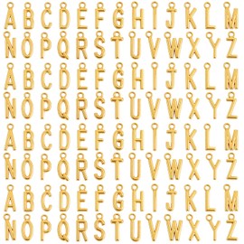 Teaaha 104PCS 4 Sets Metal Letters Gold Letter Charms A-Z Alloy Initial Charms Gold Filled Abc Capital Alphabet Charms DIY Bracelet Necklace Pendants for Jewelry Making(Kc Gold)