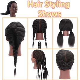Mannequin Head with 100% Real Hair Cosmetology Female Mannequin Head for Practice Hair Braiding 18 inches