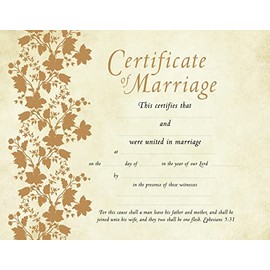 Certificate of Marriage - Premium and Full-color Stock - KJV Scripture - 11 x 8.5 inches - Package of 6 with envelopes