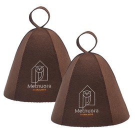Metnuora Sauna Hat 2-Pack, Wool Sauna Hat for Women and Men Russian Banya Cap - Ultra Soft, Breathable for Bath Sauna Accessories Brown