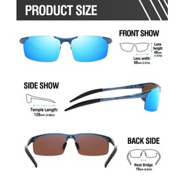 DUCO Men's Sports Glasses Polarised Sunglasses Driver's Glasses Ultralight Al-Mg Metal Frame UV400 Protection Men's Sunglasses 8177S, blue frame mercury blue lens