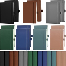 14 Pack Lined Journal Notebooks 5.5 x 8.2 Inch A5 Hardcover Notebook College Ruled Notepad with Pen Holder PU Leather Ruled Lined Notebook Journals for School Business Work Writing (Deep Color)