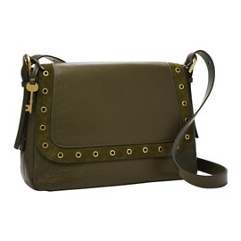 Fossil ZB1569376 Harper Bag for Women, Eco Leather/PVC, Suede Trim Flap Crossbody Green Moss 31.75 cm L x 10.795 cm W x 24.13 cm H, Green