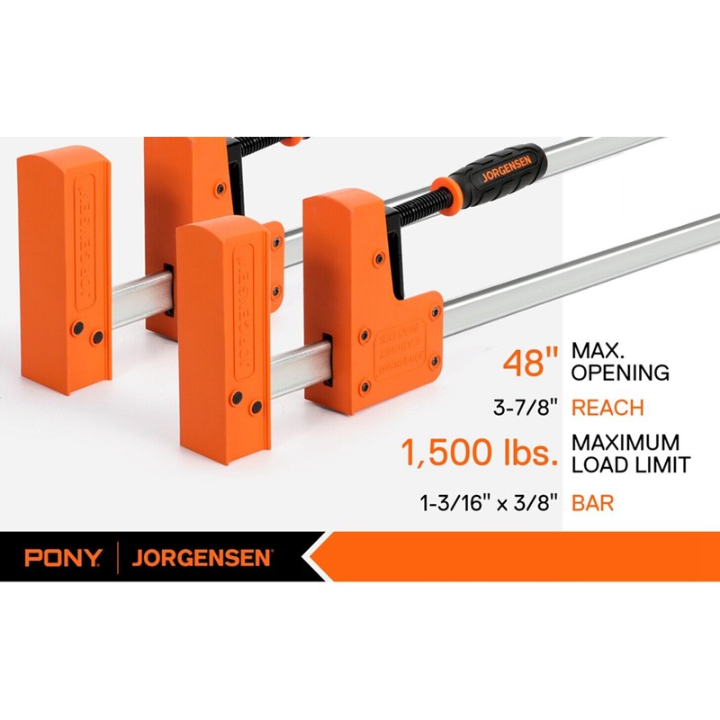 Jorgensen 48" Bar Clamp Set 2-pack 90° Cabinet Master Parallel