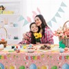 Xinvery 2PCS Happy Easter Tablecloth,Pink Easter Party Tablecloth Bunny Egg