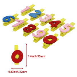 Savagrow 20 Counts Mini Wooden Clothespins Number Decorative Clothespins for Pictures Memo Card Photo