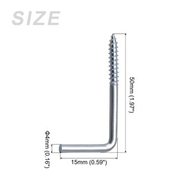 METALLIXITY 60pcs L Shaped Hooks 50mm Ceiling Hooks Metal Right Angle Hooks Outdoor Cup Hooks for Bathroom Kitchen Wall Furniture Connection