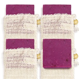 Age of Sage Natural Soap Bar w/Sisal Bag, Vegan Artisan Soap Bar Set for Women, Body Soap in Bar Soap Pouch, Natural Bath Soaps w/Essential Oils, 4 Plain Body Soap Bars, Moonlight Roses