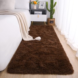 Chicrug Soft Runner Rug for Bedroom Living Room Plush Fluffy Rug 2x6 Feet, Shag Furry Runner Rug Carpet Non Shedding for Nursery Children Kids Girls Room Home Decorative, Brown