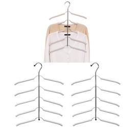 3 Pack 5 in 1 Hangers Blouse Tree Hangers Non Slip Space Saving Clothes Hanger Multi-Layer Clothes Hangers Stainless Steel Sweater Shirt Hanger Closet Storage Organizer(White)
