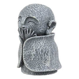 Ebros Japanese Happy Joyful Elated Jizo Monk Miniature Statue 3" Tall Bodhisattva Buddha Kṣitigarbha Talisman of Protection for Children and Baby Memorial Decor Figurine Jizos Buddhas Religious Art