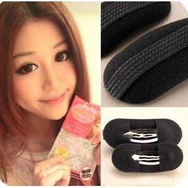 6 Pcs Sponge Bump It Up Volume Hair Base Set Sponge Styling Hair Inserts Hair Clip Hair Bun Maker Hair Base Styling Inserts Bump It Up Hair Pads Accessories-Black(3 Small and 3 Large)