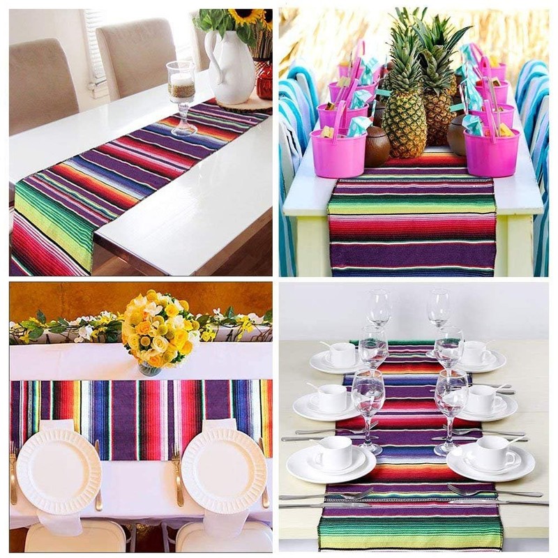 Fowecelt Mexican Serape Table Runner 14 x 84 Inch for