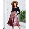 FUNJULY Maternity Skirts Velvet High Elastic Waisted A Line Pleated