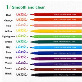 LENITH Non-Dry Marker Brush Touch Sign Pen Set of 12 Colors Scented Water Based Ink Korean Stationery