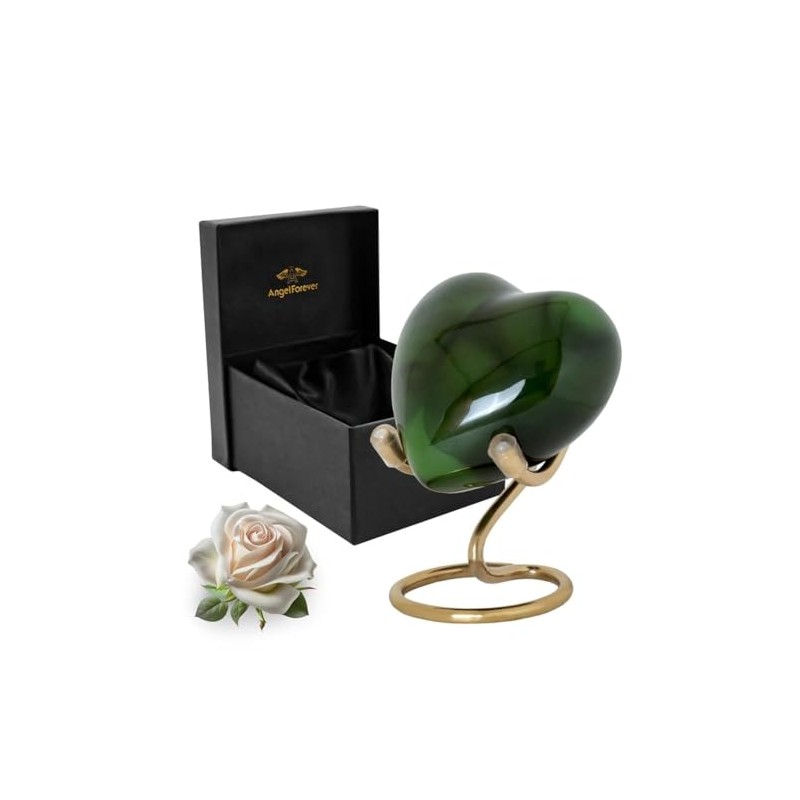 ANGELFOREVER Heart Urn with Stand & Box Keepsake Urn for