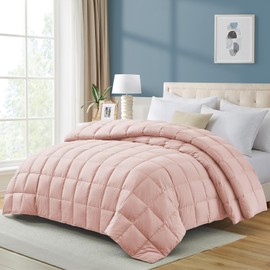 puredown®Lightweight Down Feather Comforter, Thin Down Fiber Bedding All Season Full/Queen Size Soft Cotton Cover Ultra Lightweight Down Fiber Duvet Insert (90" x 88")